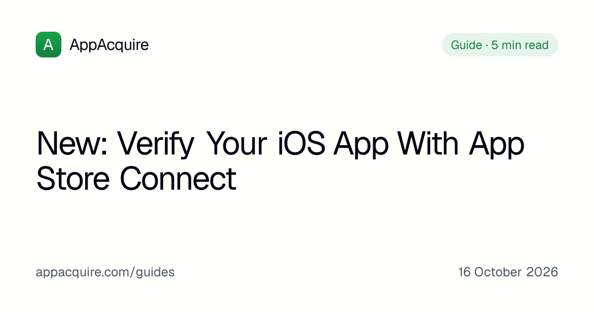 Verify your iOS app with App Store Connect on AppAcquire